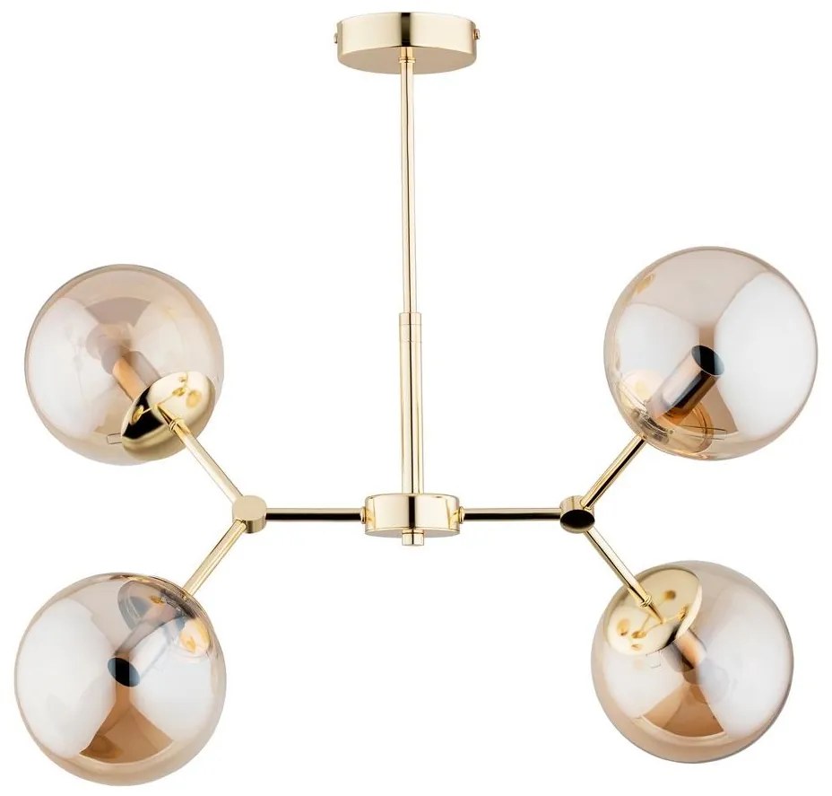 Csillár rúdon FOTON  4xE14/40W/230V arany/bézs