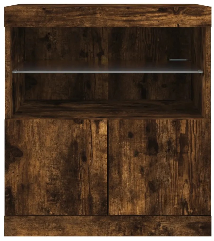 füstös tölgy színű tálalószekrény LED-ekkel 60 x 37 x 67 cm