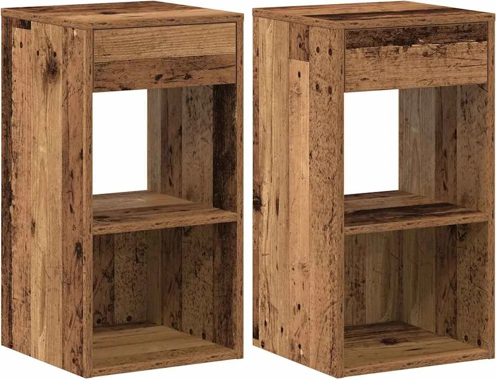 vidaXL éjjeliszekrények fiókkal 2 db régi fa 35x34x66,5 cm