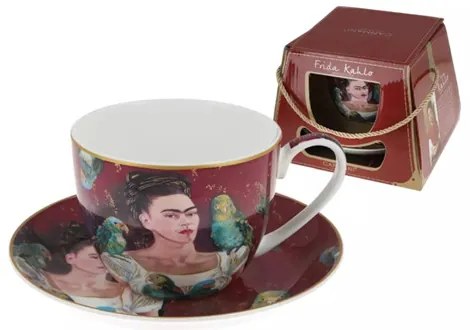 Porceláncsésze+alj, 410ml, dobozban, Frida Kahlo
