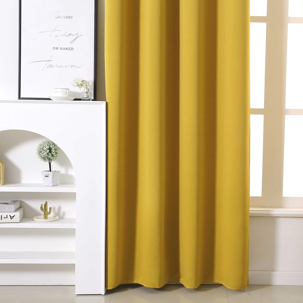 Sárga OXFORD függöny 140x250 cm Felfüggesztés: Fém gyűrűk