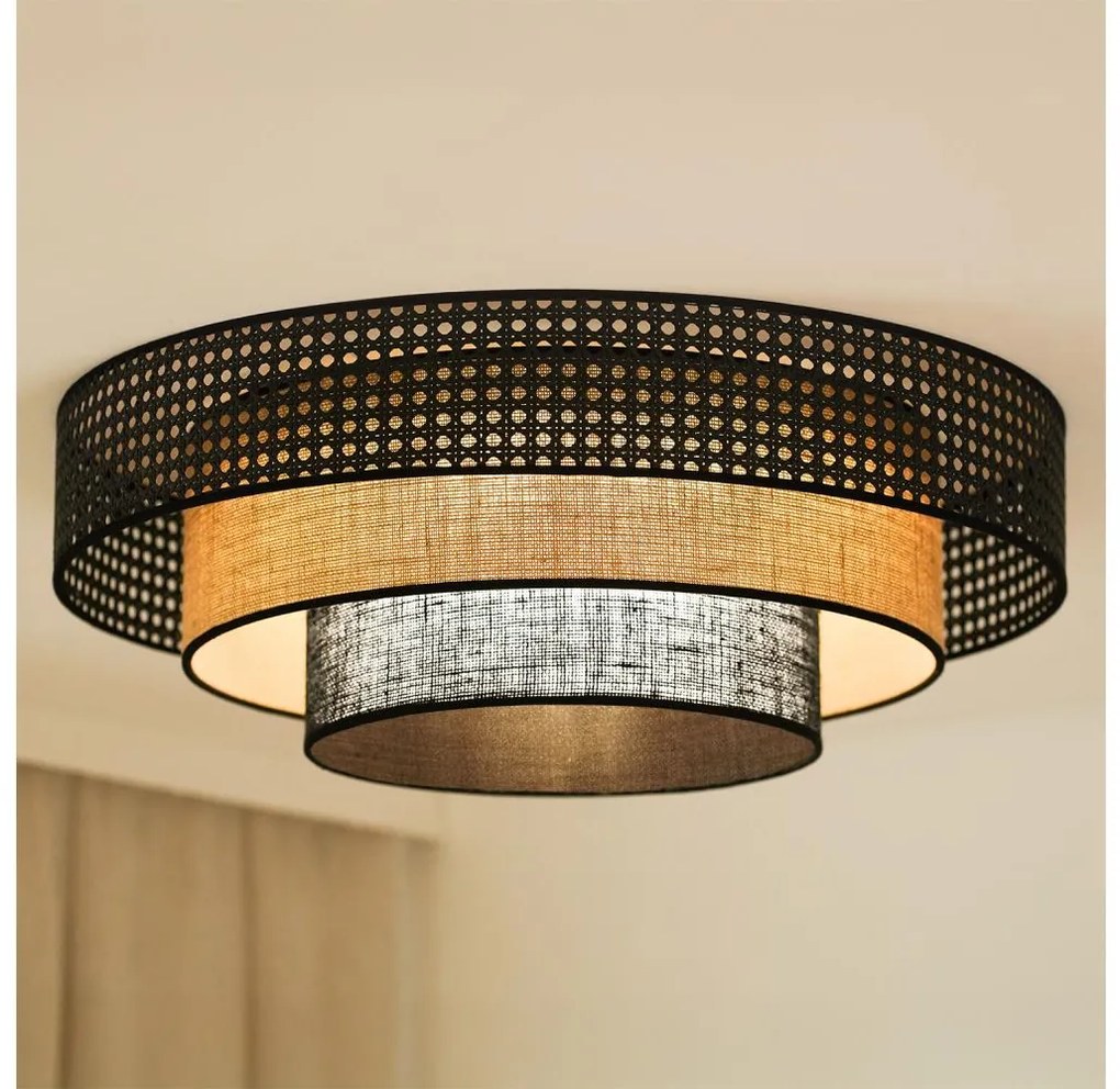 Brilagi Brilagi - DAKOTA LUNETA LED mennyezeti lámpa 12W, 60 cm, fekete/rattan BG1127