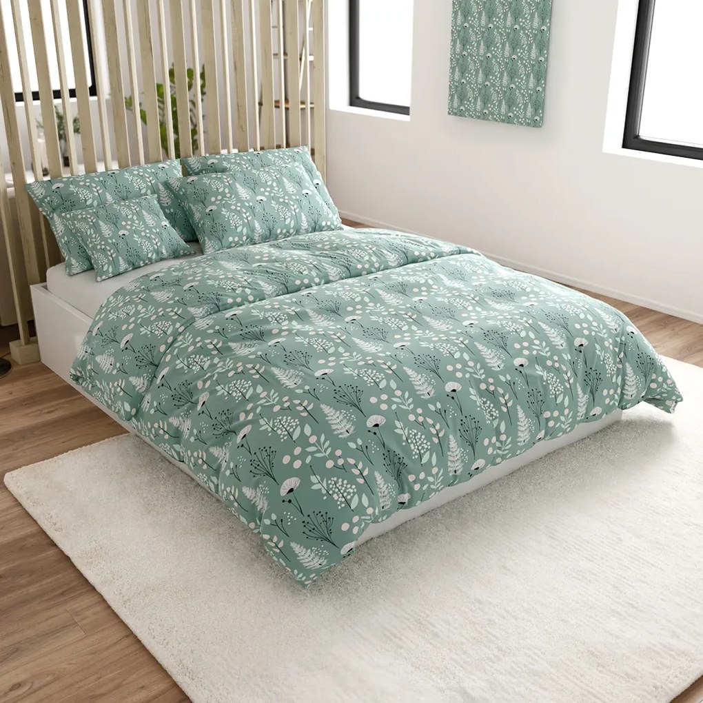 Pamut ágynemű WILD FLOWERS mentás Ágyneműhuzat mérete: 70 x 90 cm | 140 x 200 cm