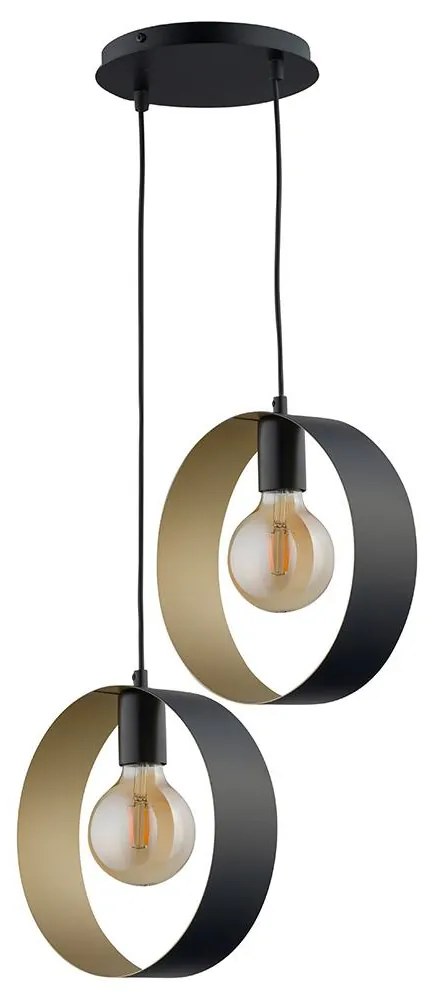 Csillár zsinóron HAPPY 2xE27/60W/230V fekete/arany