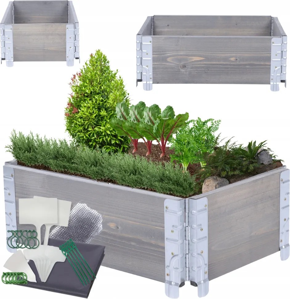 Magasított lépcsőzetes ágyás állítható impregnáló herbárium 20x60x40