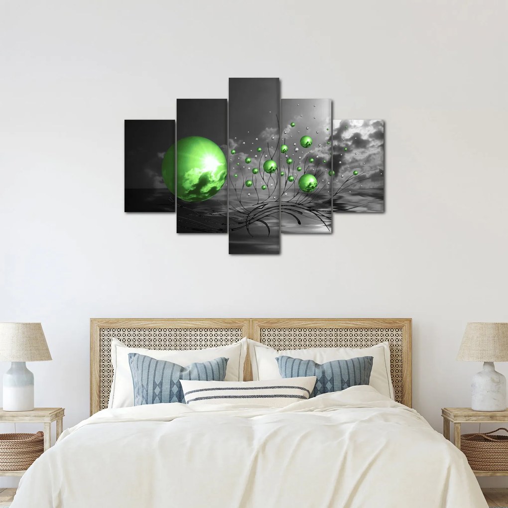 Zöld absztrakt gömbök képe (150x105 cm)