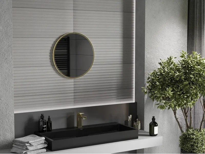Mexen Loft fürdőszobai kerek tükör 40 cm, arany keret - 9850-040-040-000-50