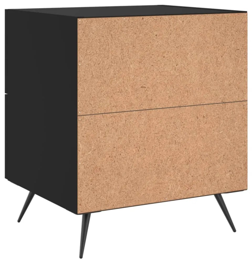 2 db fekete szerelt fa és vas éjjeliszekrény 40 x 35 x 47,5 cm