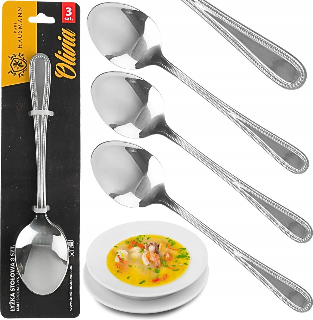 Ebédlő Kanál Szett 3DB-OS Rozsdamentes Acél 18/0 Olivia