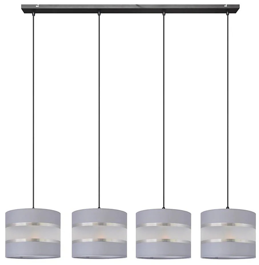 Csillár zsinóron HELEN 4xE27/15W/230V szürke/fekete