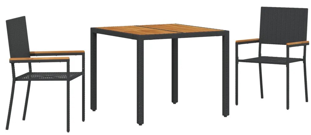 Kert étkező szett 3 pcs Fekete és Barna 90 x 90 x 75 cm