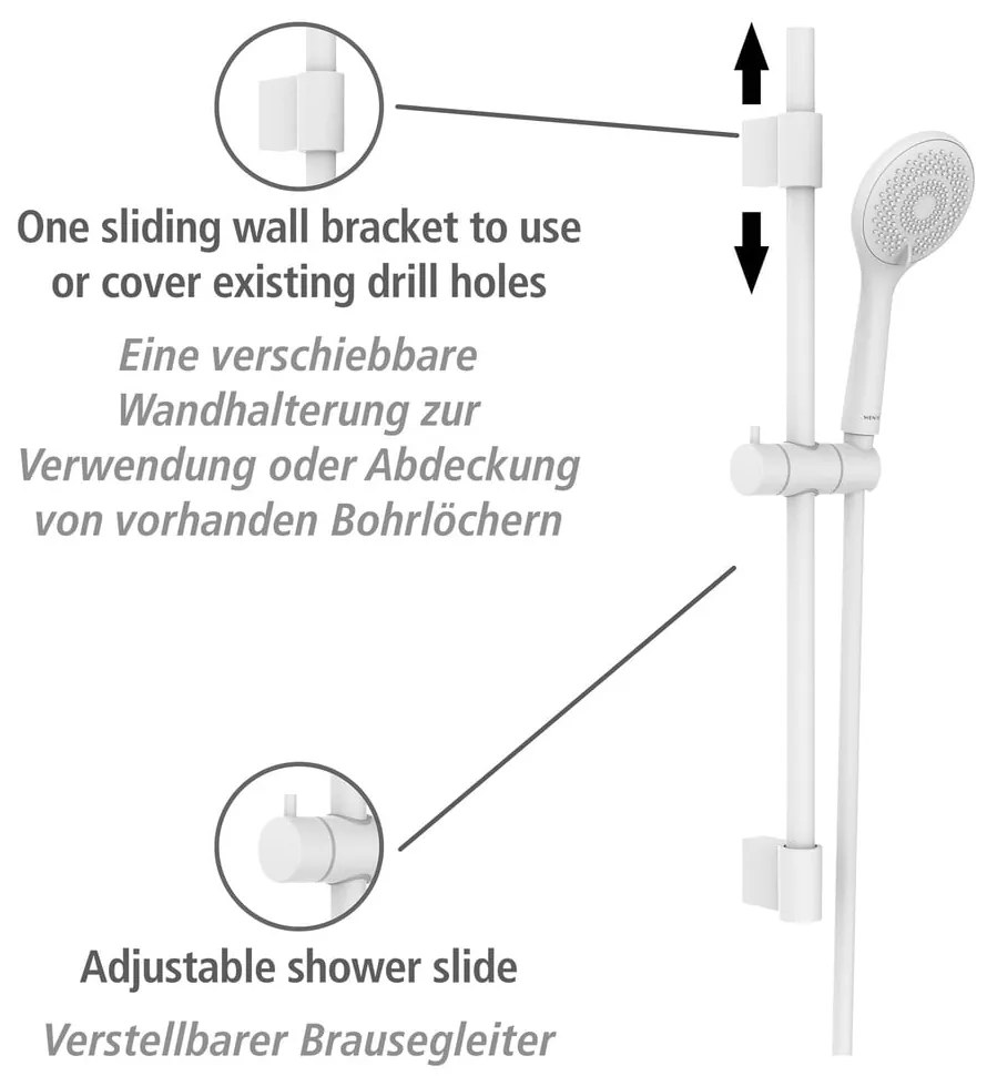Fehér rozsdamentes acél zuhanyszett 70 cm Watersaving – Wenko