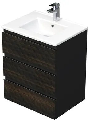 Fürdőszobaszekrény mosdóval SAT Cube Way 60x71x46 cm barna matt CUBE3D603ZHMOD