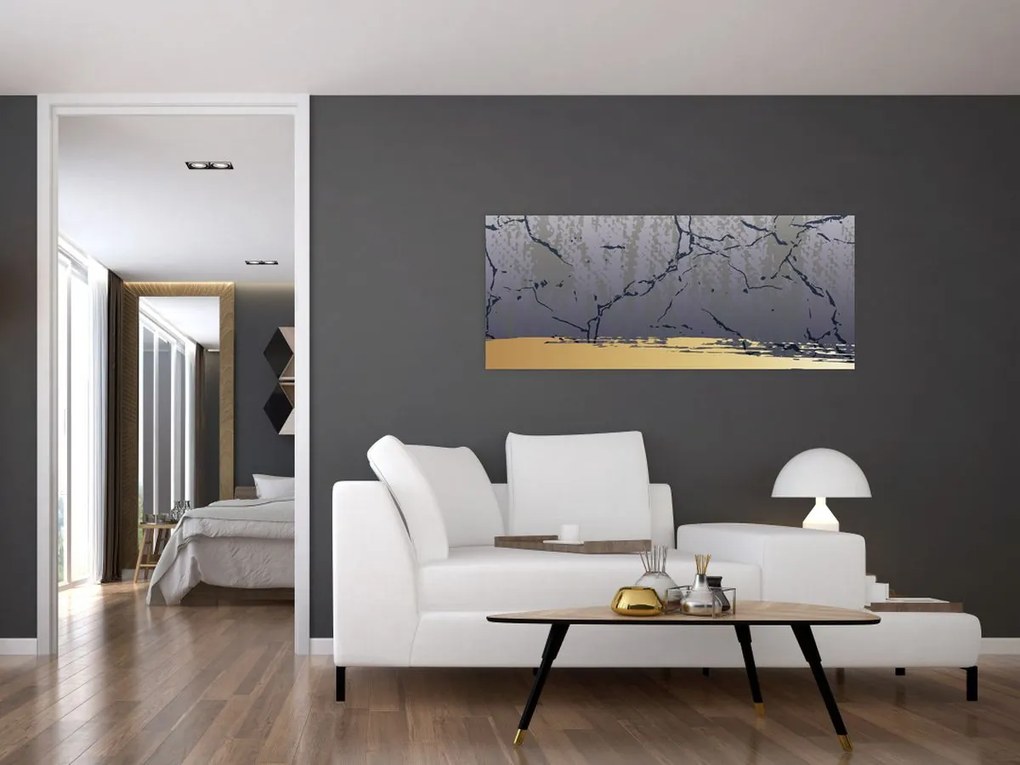 Kép - Kék és arany absztrakció N⁰1 (120x50 cm)