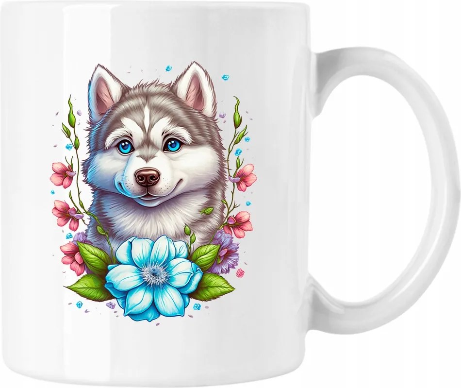 Bögre Kutya Virágok Művészet 12 Fehér 330ml