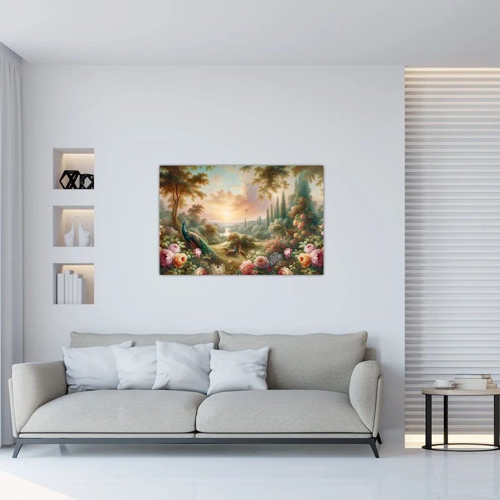 Kép - Pávák a kertben (90x60 cm)