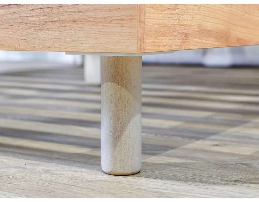 Világosszürke-natúr színű franciaágy ágyráccsal 160x200 cm Charlie – Bobochic Paris