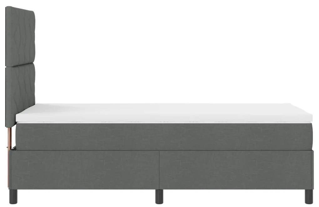 Rugós ágy matraccal és LED világítással, sötétszürke, 100 x 200 cm, szövet