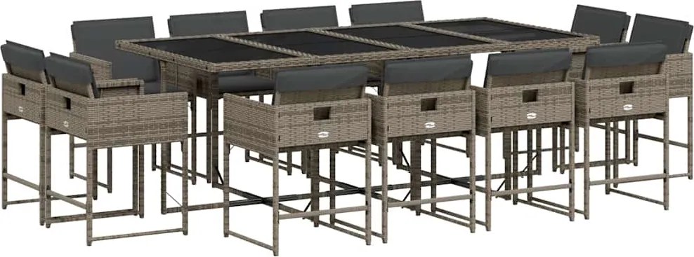 vidaXL 13 részes szürke polyrattan kerti ülőgarnitúra párnákkal