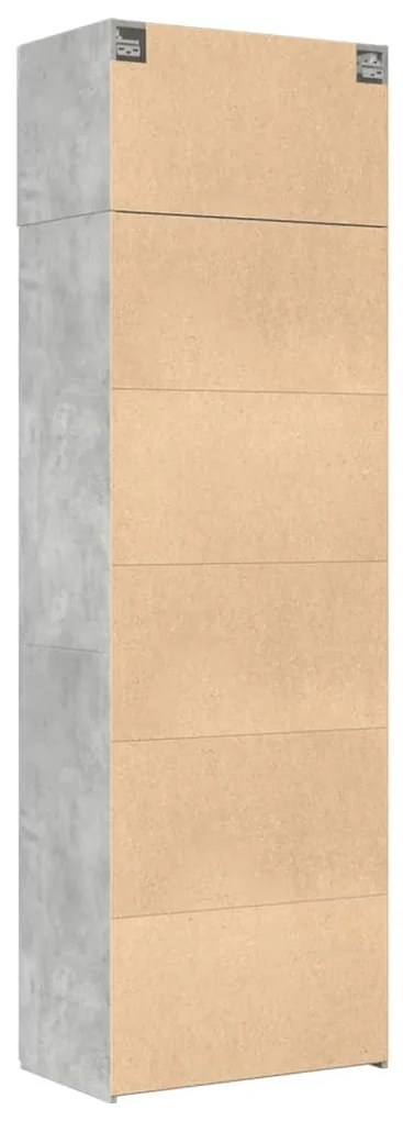 betonszürke szerelt fa tárolószekrény 70 x 42,5 x 225 cm