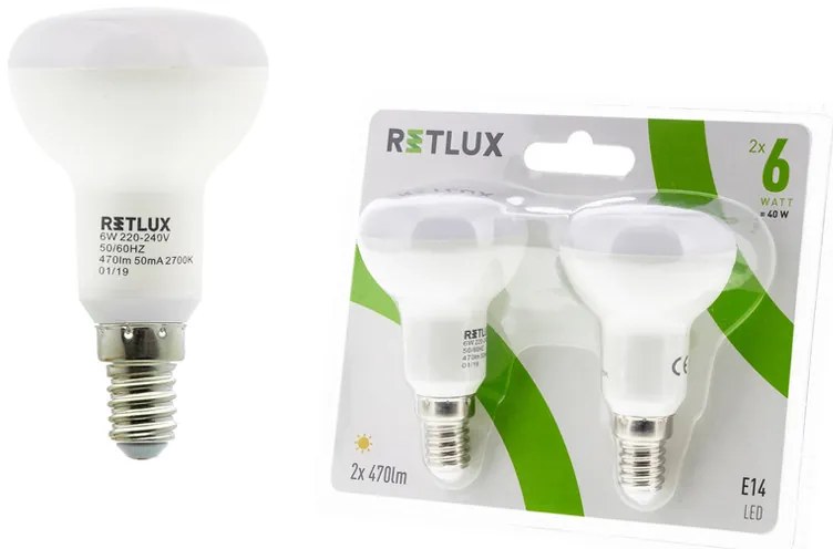 Retlux REL 5 LED izzó R50 2x6W E14