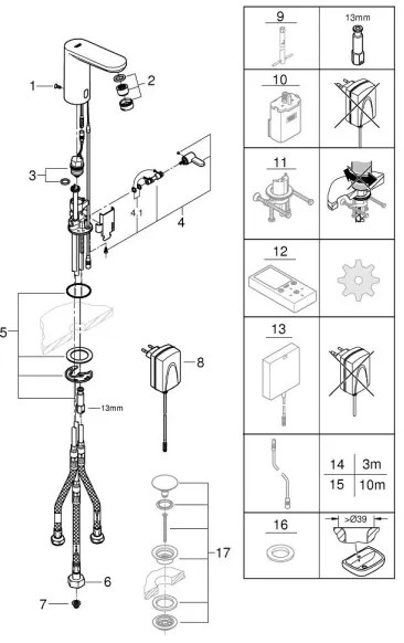 GROHE 36324001 - Infravörös elektronikus mosdócsaptelep EUROSMART COSMOPOLITAN E, króm