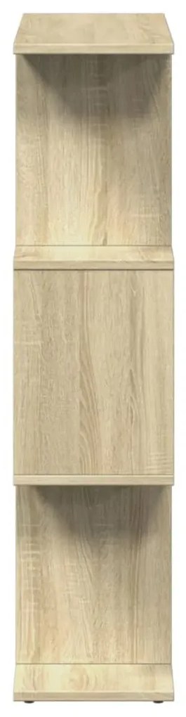 3 szintes sonoma tölgy fa elválasztó könyvespolc 70x24x97 cm