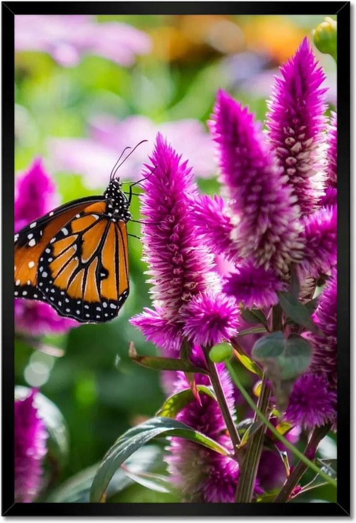 Poszterek keretben 40x60 Pillangó a virágokon