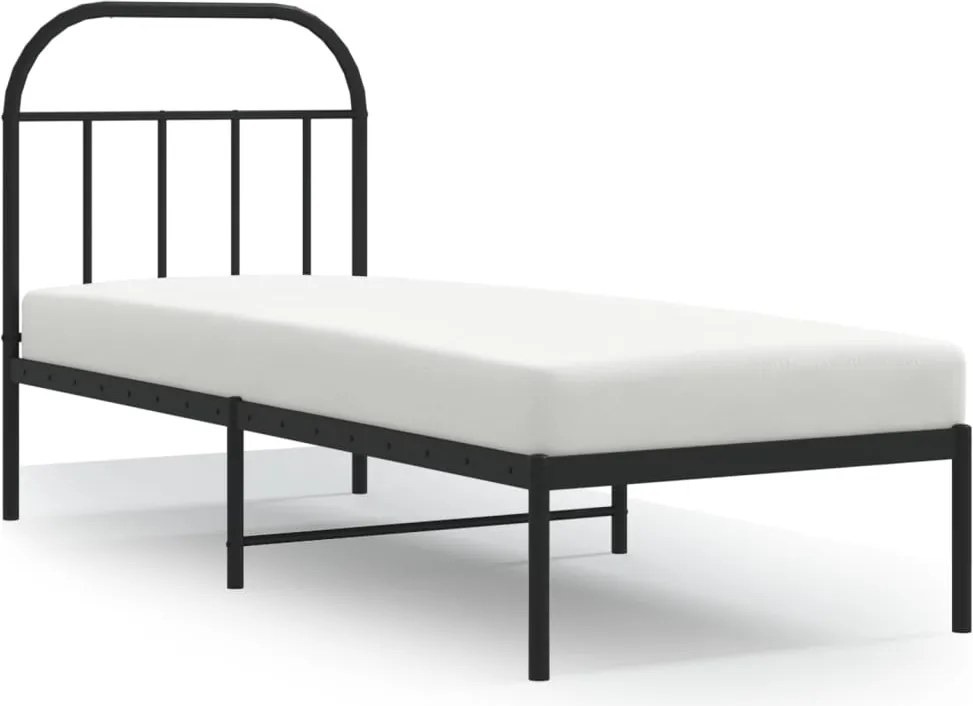 vidaXL fekete fém ágykeret fejtámlával 75 x 190 cm