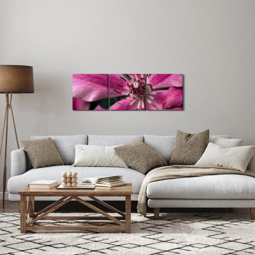 Rózsaszín flamingóvirág képe (órával) (90x30 cm)