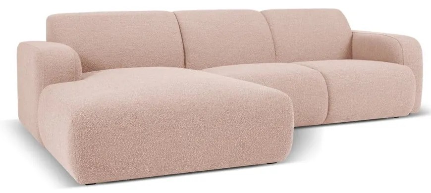 Rózsaszín buklé sarokkanapé (bal oldali) Molino – Micadoni Home
