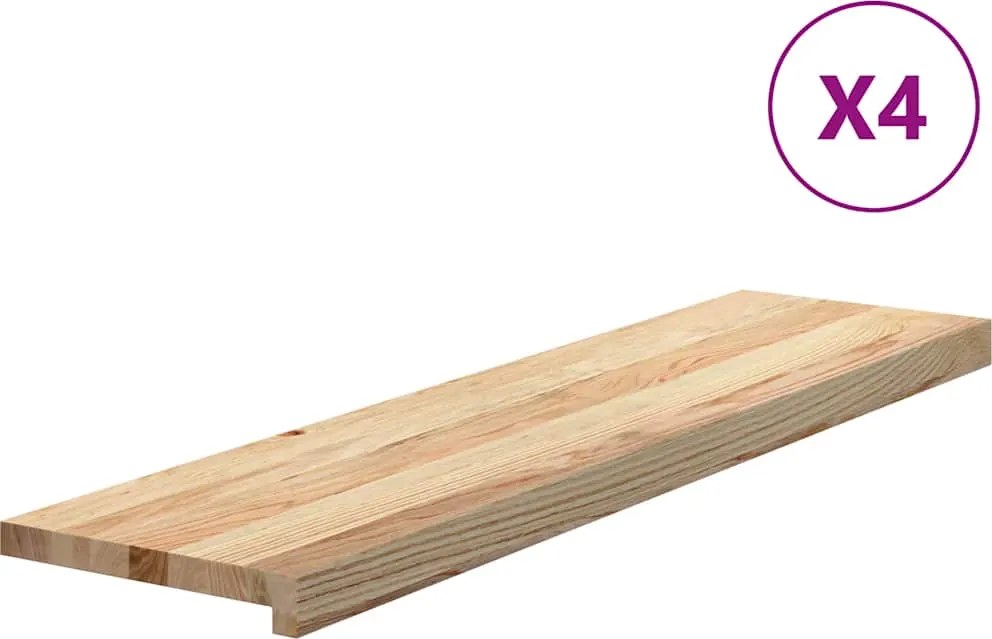 vidaXL 4 db tömör tölgyfa lépcsőfokok kezeletlen 100x30x2 cm