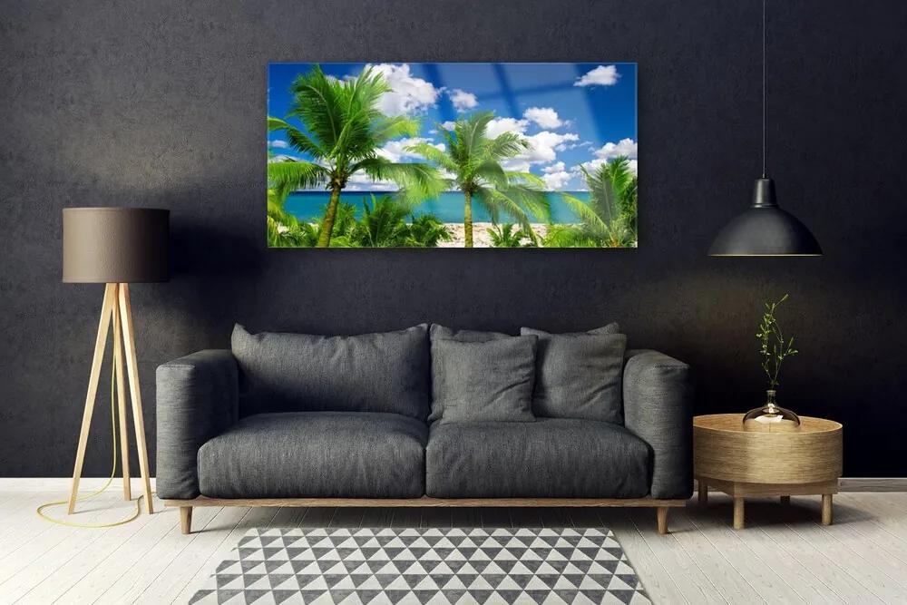 Üvegfotó Sea Palm Trees Landscape 100x50 cm