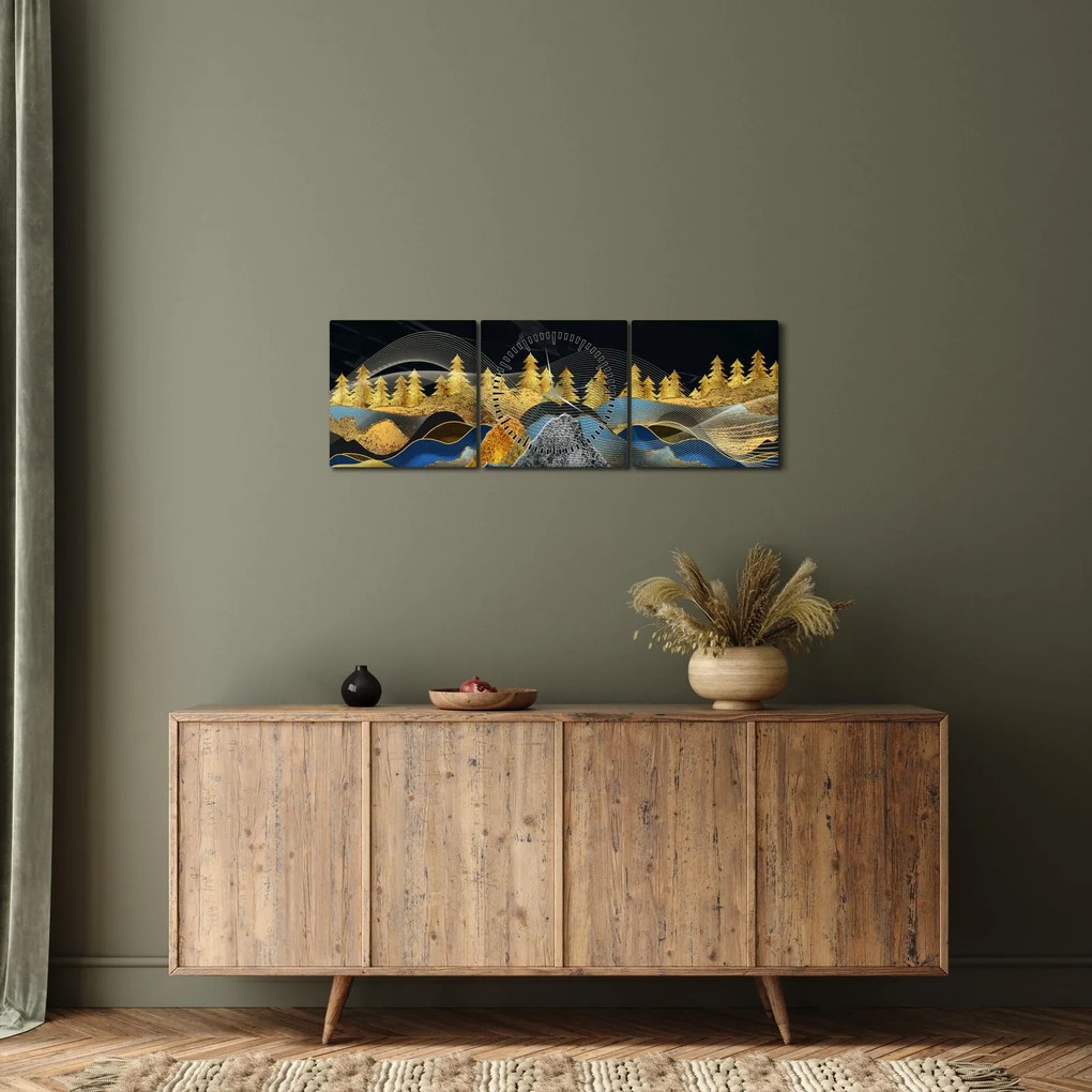 Kép - Arany hegyek (órával) (90x30 cm)