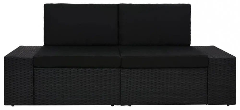 2 személyes fekete elemes polyrattan kanapé