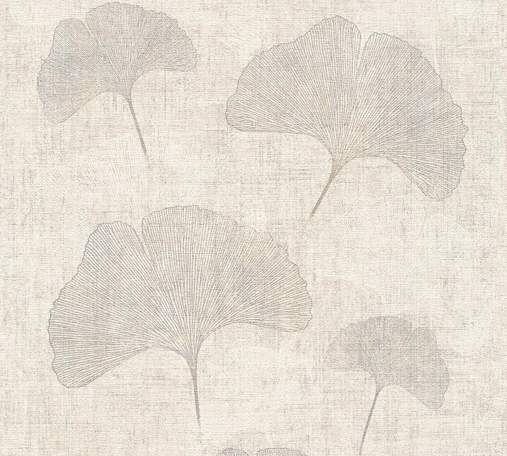 Vinyl tapéta flizelin mosható fali nappali szürke ginkgo levelek