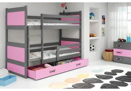 Gyerek emeletes ágy RICO 200x90 cm Fenyő Rózsaszín
