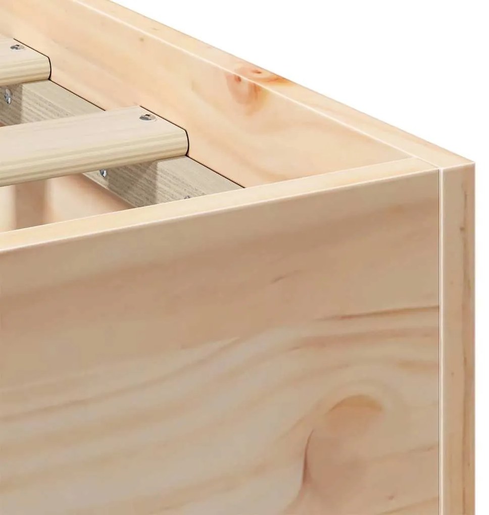 vidaXL Földi ágykeret tárolóval Barna 160 x 200 cm Tömör fenyőfa