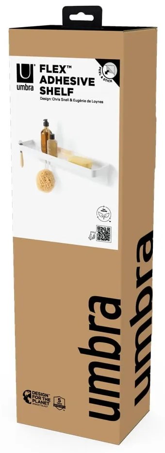 Fehér öntapadós újrahasznosított műanyag fürdőszobai polc Flex Adhesive – Umbra