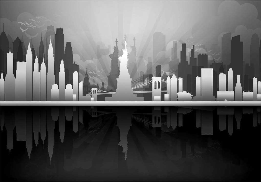 Fotótapéta New York Szabadság-szobor és felhőkarcolók 368x254 +ragasztó