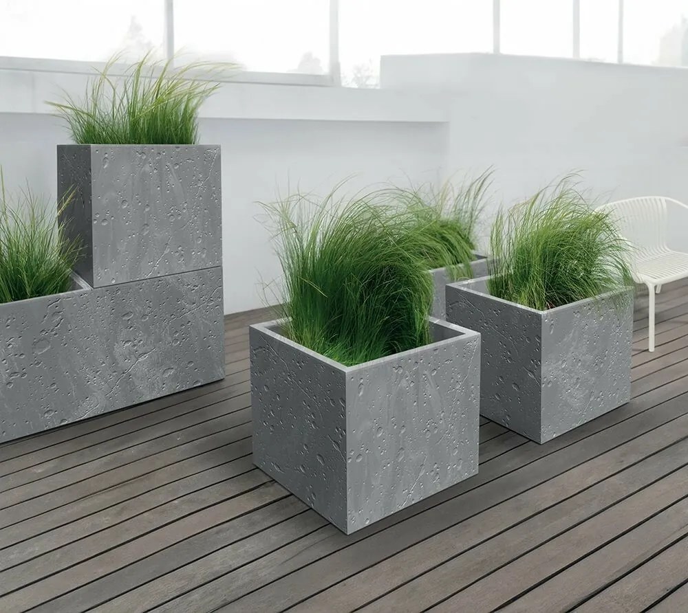 SIERRA SQUARE BETON EFFECT virágtartó 28,8 cm, szürke, S