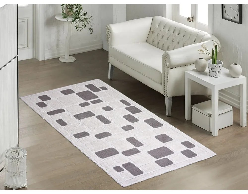 Mozaik bézs pamut szőnyeg, 80 x 200 cm - Vitaus