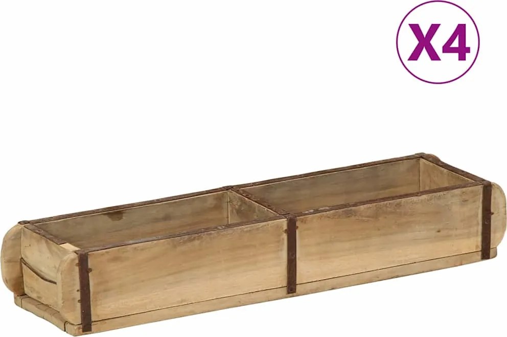vidaXL Tálca 4 pcs Barna 57 x 15 x 9 cm Szilárd Újrahasznosított Fa