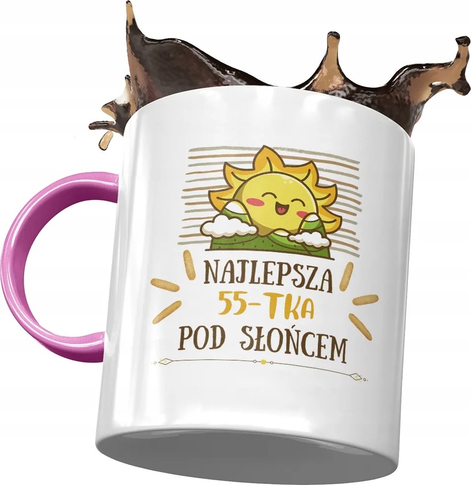 Rózsaszín Bögre Születésnapra 55 55-es 55-ös Ajándék Nyomtatott Fotóval