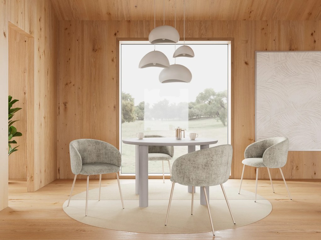 MAZZONI EXPORT CLARA Bézs (Juto 4 szövet)/szürke-bézs lábak (cashmere) - MODERN KÁRPITOZOTT KAGYLÓSZÉK LOFT STÍLUSÚ NAPPALIBA/ÉTKEZŐBE/IRODÁBA