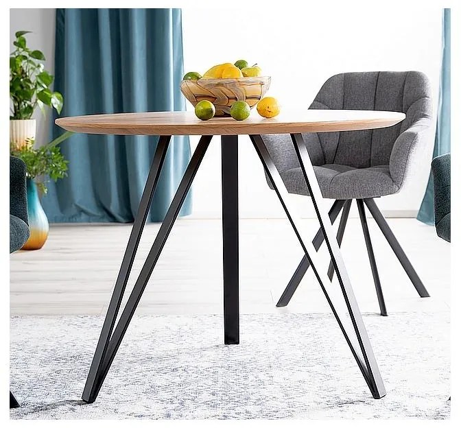 Tetis étkezőasztal, átmérő 100 cm, tölgy / fekete
