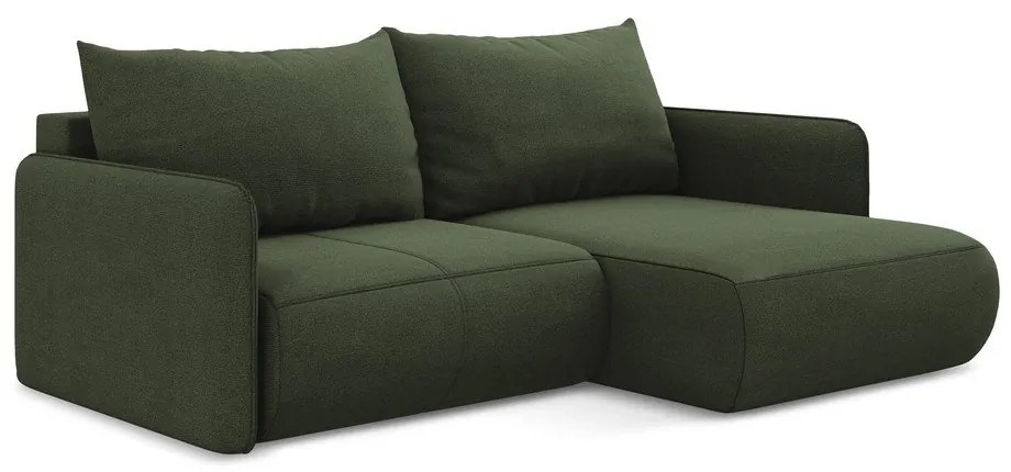 Zöld kinyitható-tárolóhelyes sarokkanapé (jobb oldali) Nanea – Makamii