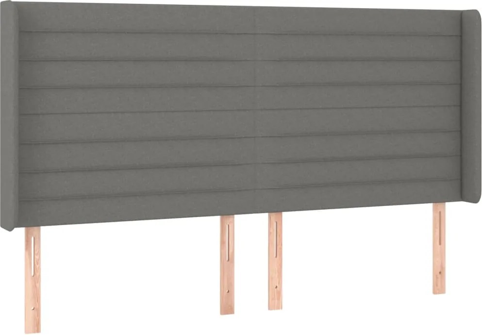 vidaXL sötétszürke szövet fejtámla szárnyakkal 183x16x118/128 cm