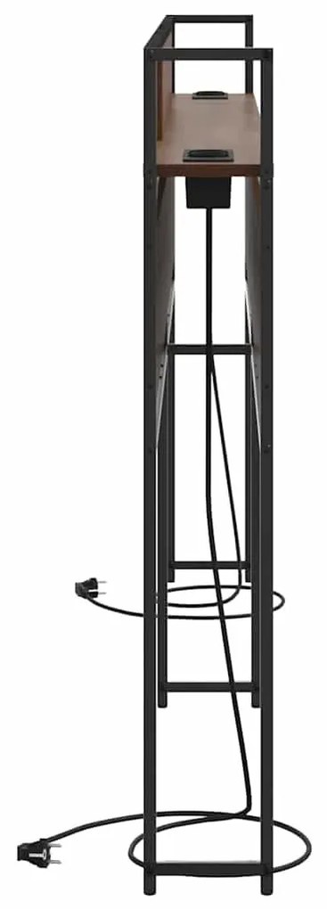 Tároló fejtámla polcokkal tárolóval barna tölgy 200 cm Faanyag