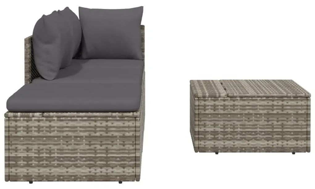 4 részes szürke polyrattan kerti ülőgarnitúra párnákkal